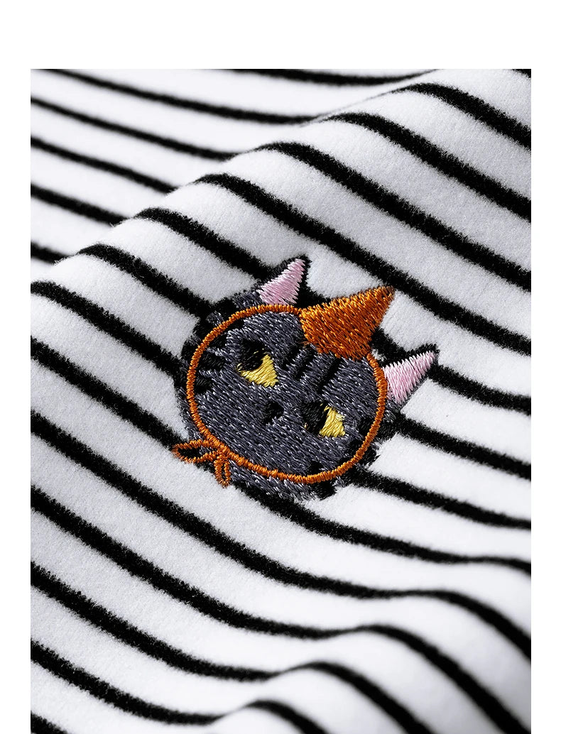Asymmetric Slim-Fit Stripe Embroidered Top