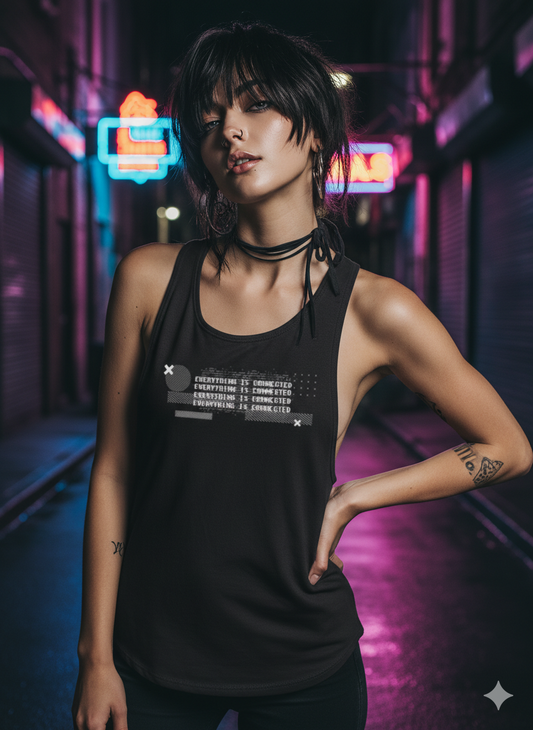 Black Everything Is Connected Unisex Racerback Tank Top