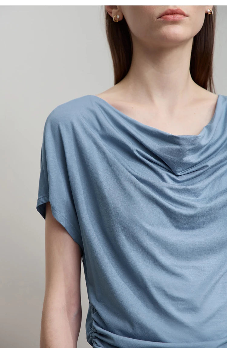 Minimalist Loose Swing Neck T-Shirt Knit Top