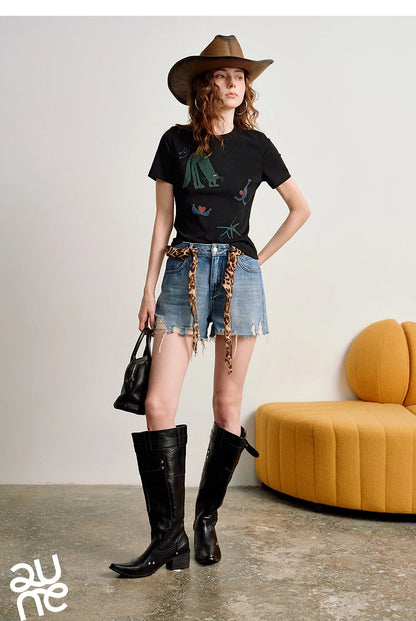 Art Print Slim-Fit Lyocell Short-Sleeve Tee