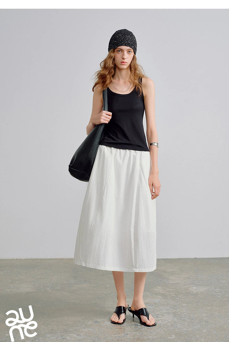Nude-Feel Fitted Crop Wool Blend Tank