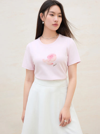 Fruit Print Crystal T-Shirt & Breathable Cotton Blend