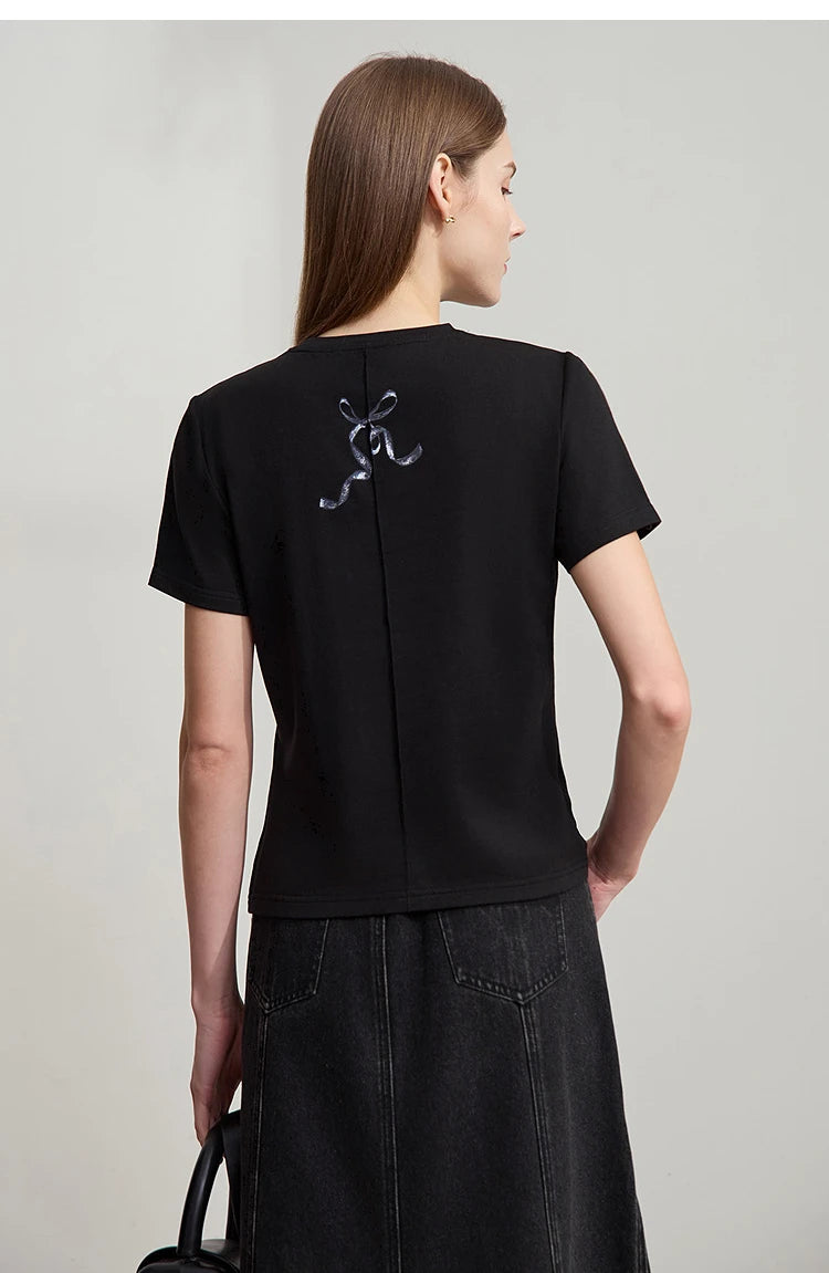 Minimalist Geometric Print Ice Cotton T-shirt