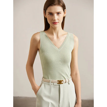 Minimalist V-Neck Knitted Tank Top