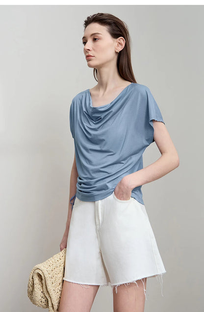 Minimalist Loose Swing Neck T-Shirt Knit Top