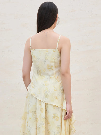 Floral Ruffled Top & Skirt Two-piece Set