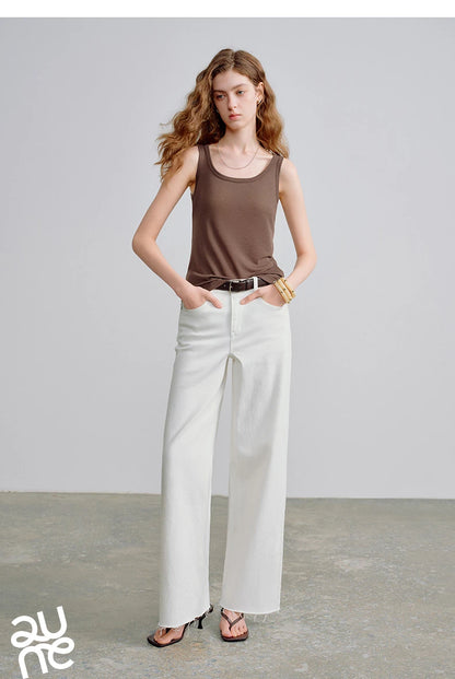 Nude-Feel Fitted Crop Wool Blend Tank