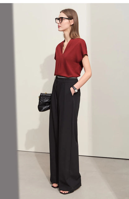 Minimalist Solid V-Neck Short Sleeve T-shirt