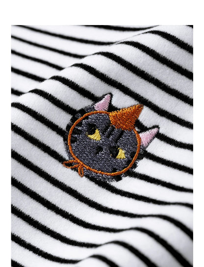 Asymmetric Slim-Fit Stripe Embroidered Top