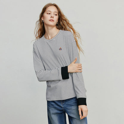 Asymmetric Slim-Fit Stripe Embroidered Top