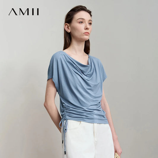 Minimalist Loose Swing Neck T-Shirt Knit Top