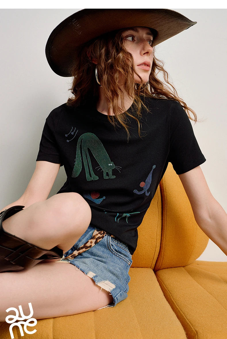 Art Print Slim-Fit Lyocell Short-Sleeve Tee