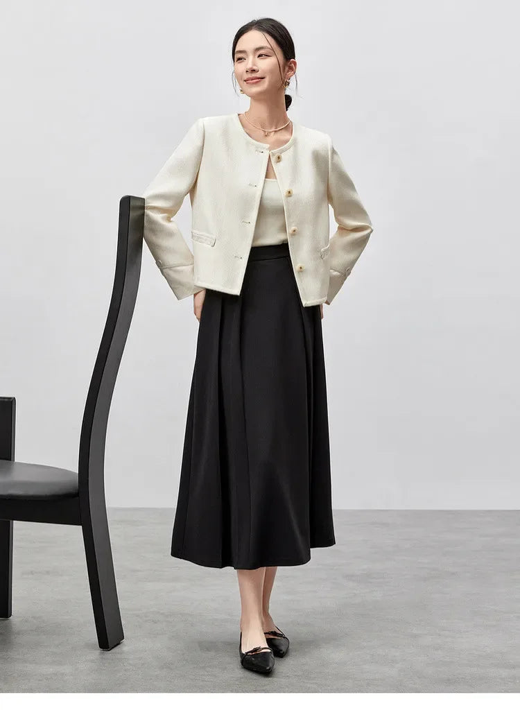 Elegant Round Neck Short Coat