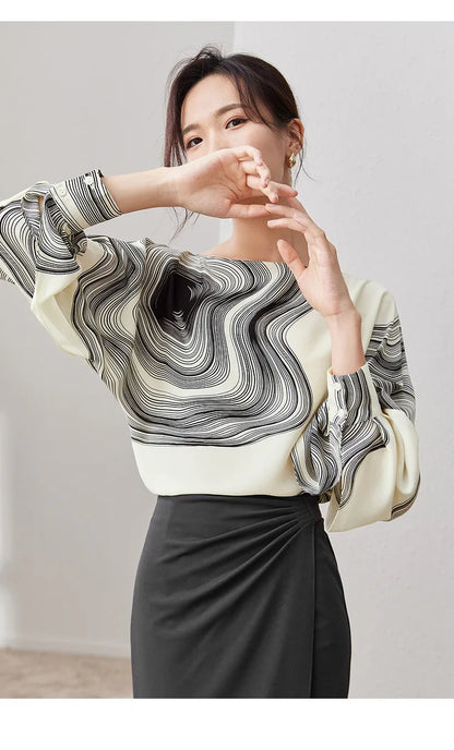 Chic Loose Long Sleeve Chiffon Blouse & Top