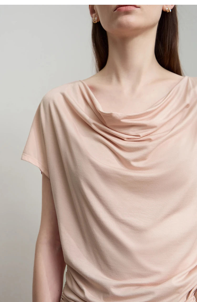 Minimalist Loose Swing Neck T-Shirt Knit Top