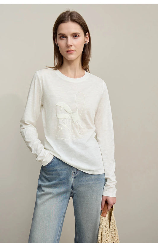 Cotton O-Neck Long Sleeve Printed Tee