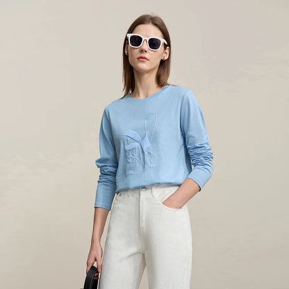 Cotton O-Neck Long Sleeve Printed Tee