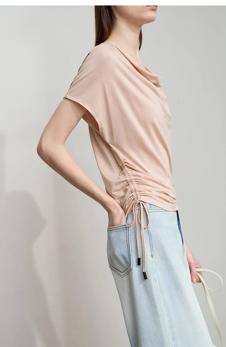 Minimalist Loose Swing Neck T-Shirt Knit Top