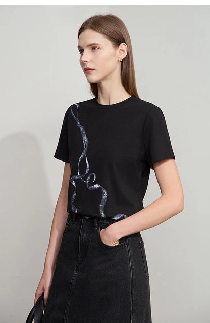 Minimalist Geometric Print Ice Cotton T-shirt