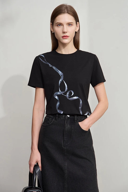 Minimalist Geometric Print Ice Cotton T-shirt