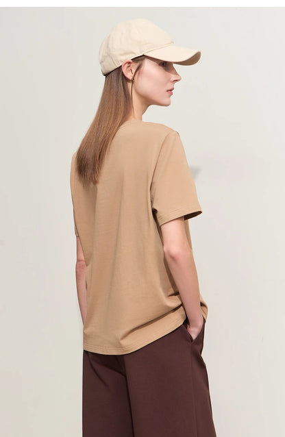 Minimal Embroidered O-Neck T-shirt