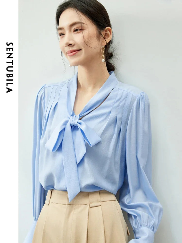 Bow Chiffon Blouse & Camisole Set