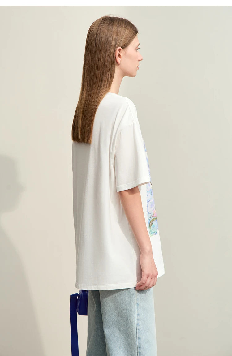 Minimalist Art Print Floral Cotton T-shirt