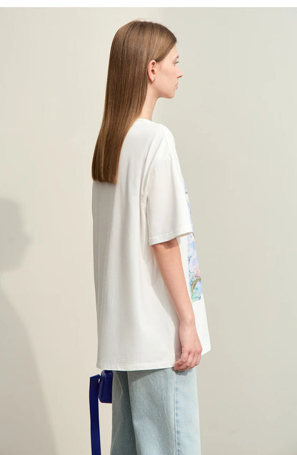 Minimalist Art Print Floral Cotton T-shirt