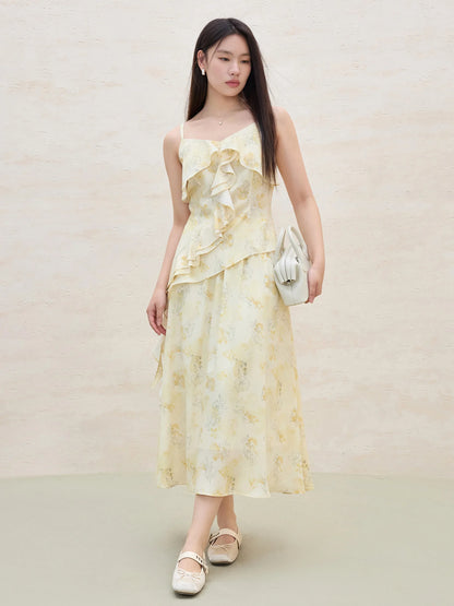 Floral Ruffled Top & Skirt Two-piece Set