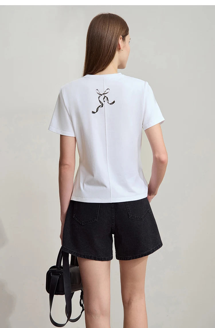 Minimalist Geometric Print Ice Cotton T-shirt