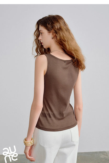Nude-Feel Fitted Crop Wool Blend Tank