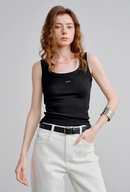 U-Neck Slim Fit Cropped High-Stretch Tank Top
