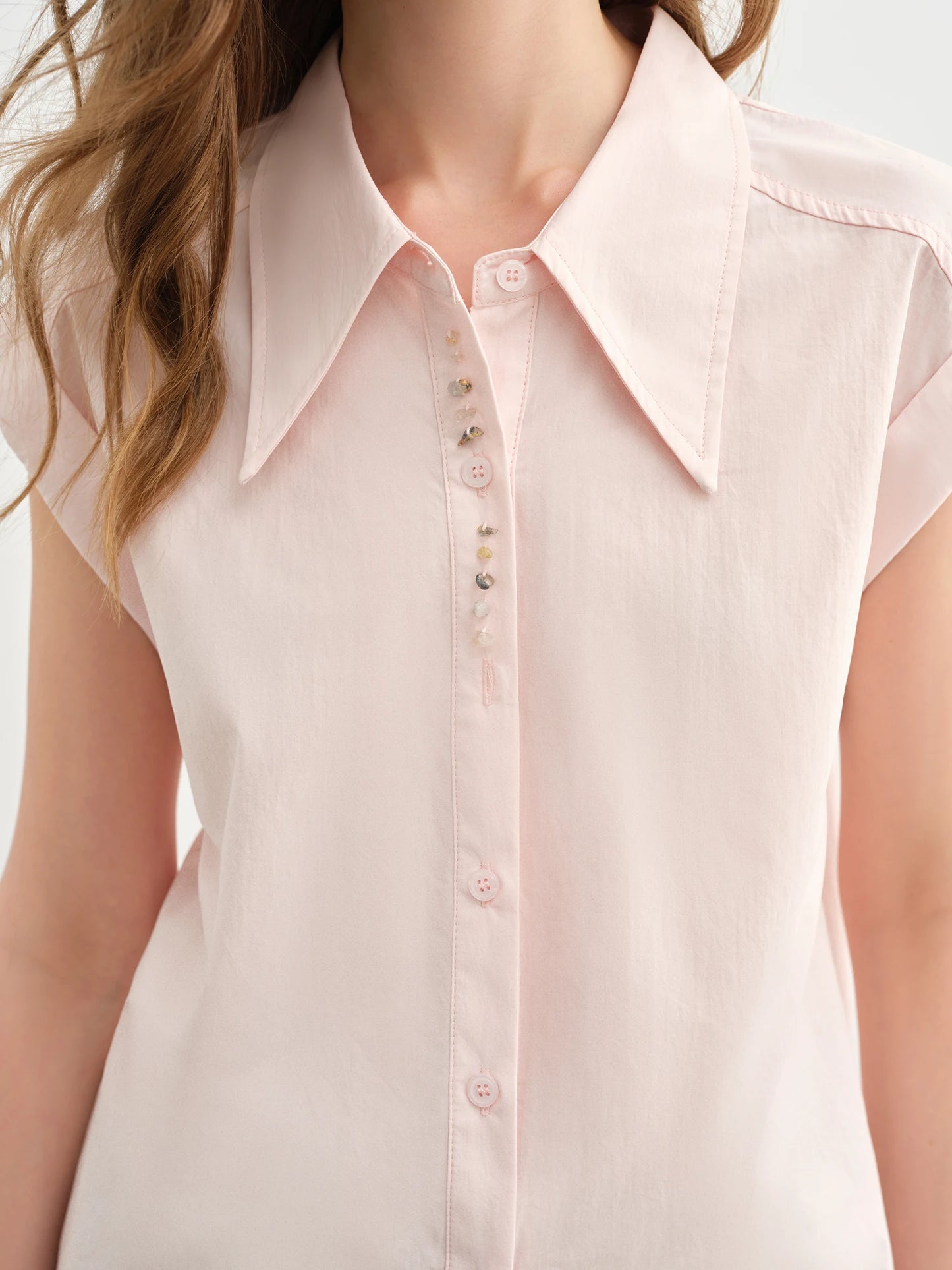 Slim Pink Minimalist Button-Up Shirt & All-Match Top