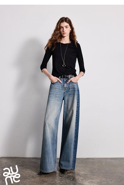 Slim Crew Neck Embroidered Knit Top