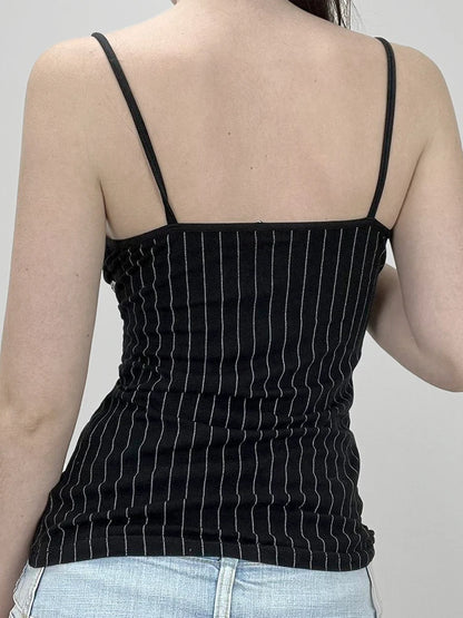 Slim Striped Lace Patchwork Camisole Top