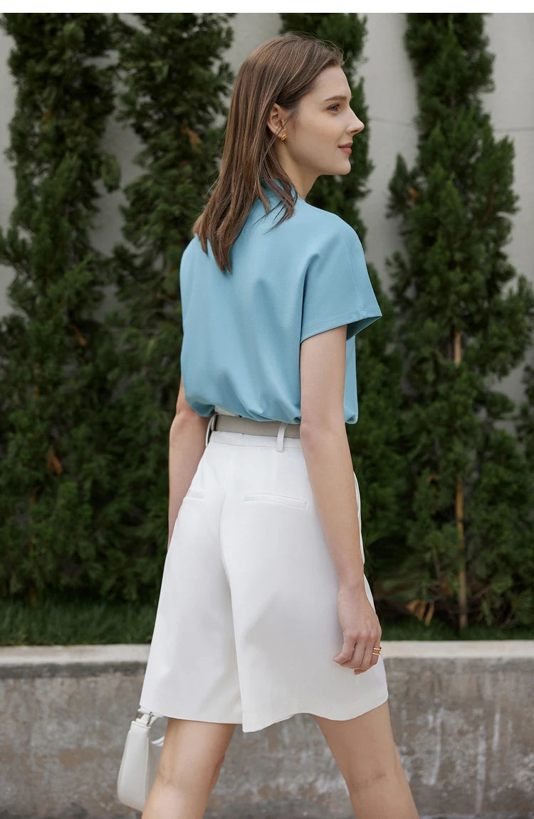 Minimalist Solid V-Neck Short Sleeve T-shirt