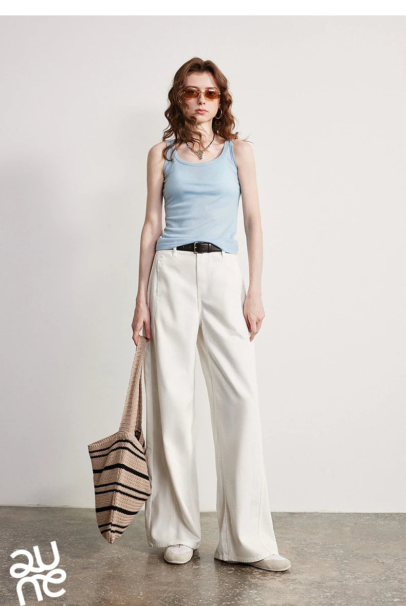 Nude-Feel Fitted Crop Wool Blend Tank