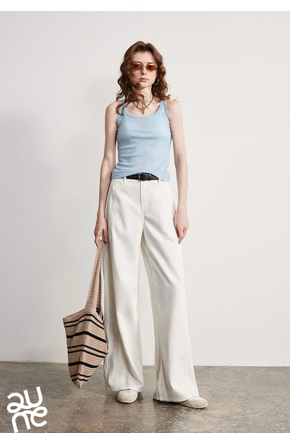 Nude-Feel Fitted Crop Wool Blend Tank
