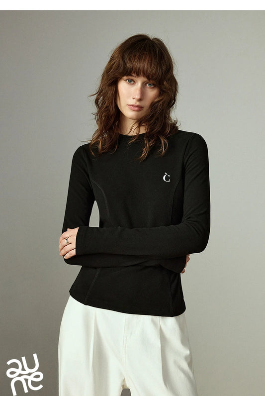 Slim Waist Split Base Layer Long Sleeve Top