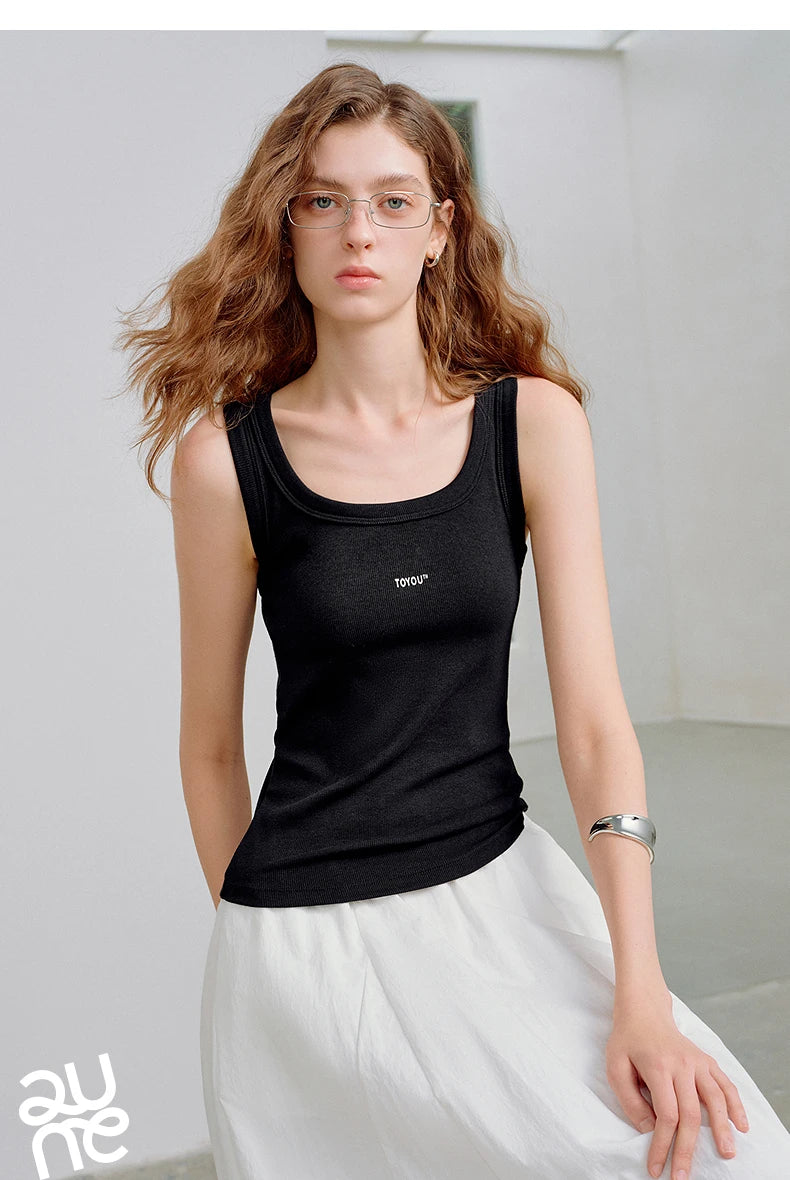U-Neck Slim Fit Cropped High-Stretch Tank Top