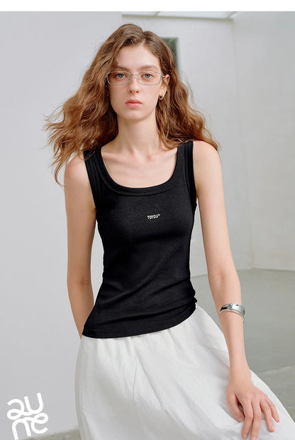 U-Neck Slim Fit Cropped High-Stretch Tank Top