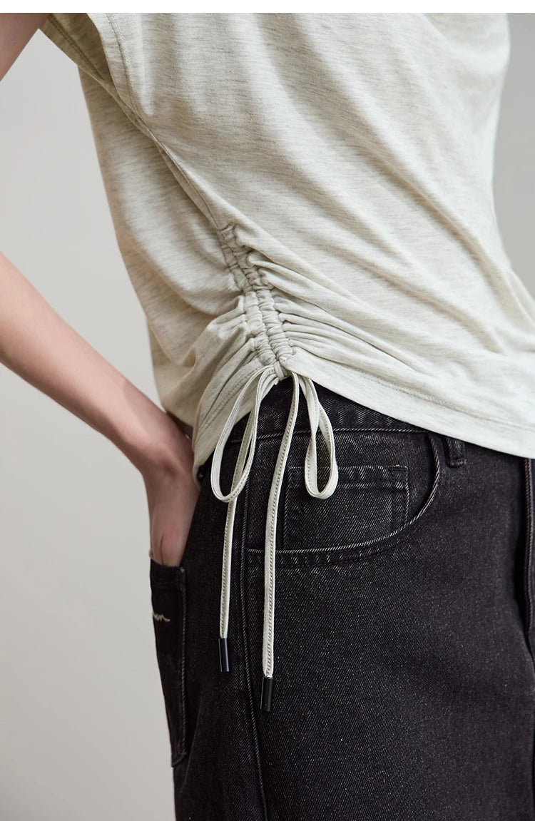 Minimalist Loose Swing Neck T-Shirt Knit Top