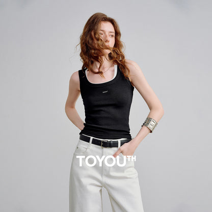 U-Neck Slim Fit Cropped High-Stretch Tank Top
