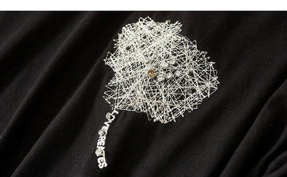 Cotton Black Short Sleeve Round Neck Tee Shirt