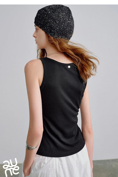 Nude-Feel Fitted Crop Wool Blend Tank