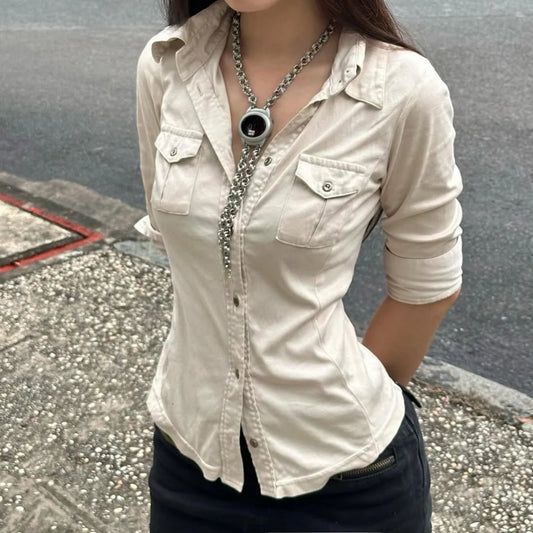 Khaki Slim Cargo Pocket Street Shirt