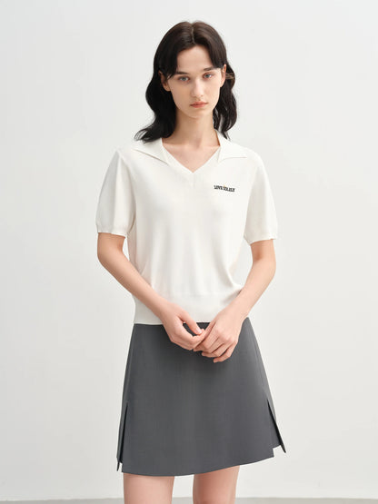 Curve-Flattering Knit Top & Structured Collar