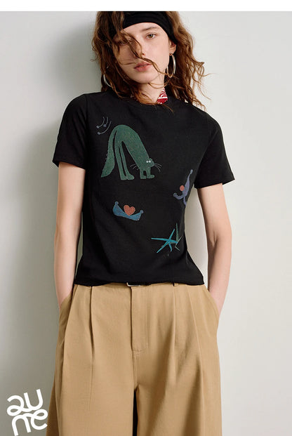 Art Print Slim-Fit Lyocell Short-Sleeve Tee