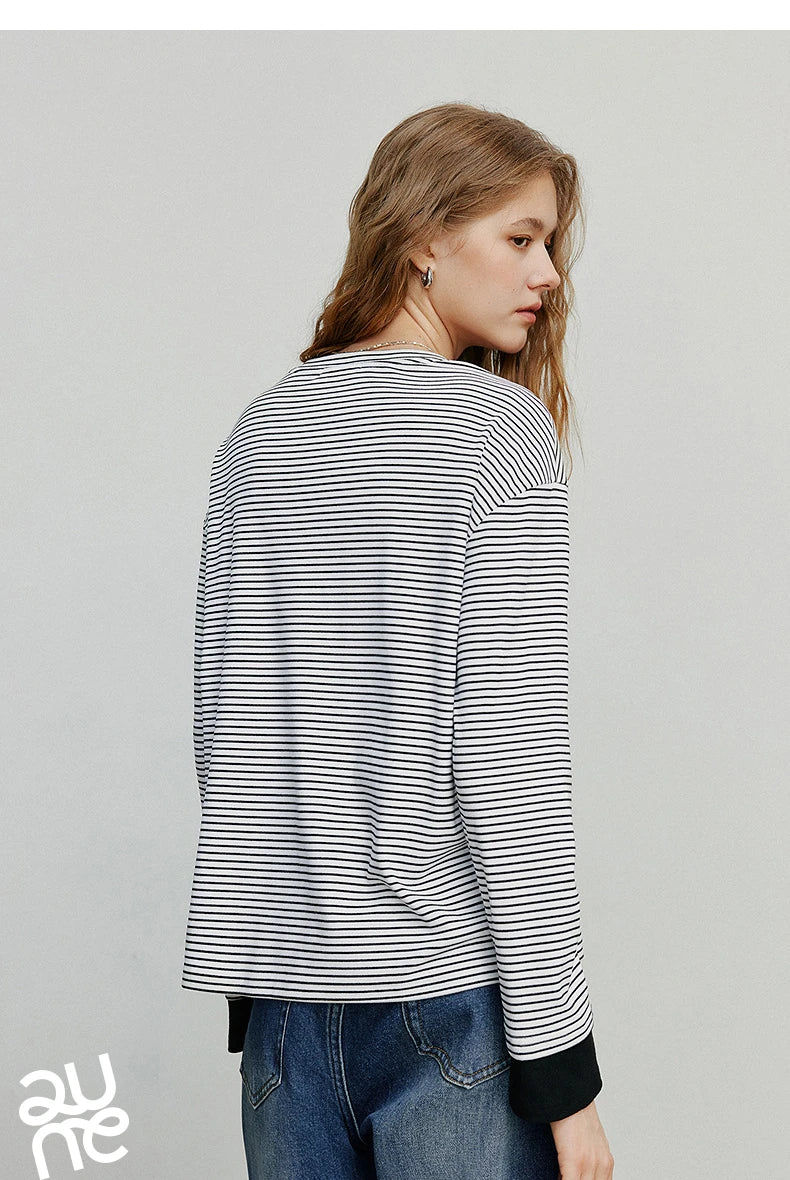 Asymmetric Slim-Fit Stripe Embroidered Top