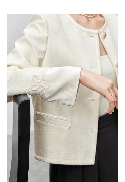 Elegant Round Neck Short Coat